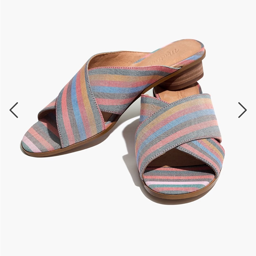 Madewell Ruthie Crisscross Mule in Rainbow Stripe size 8.5